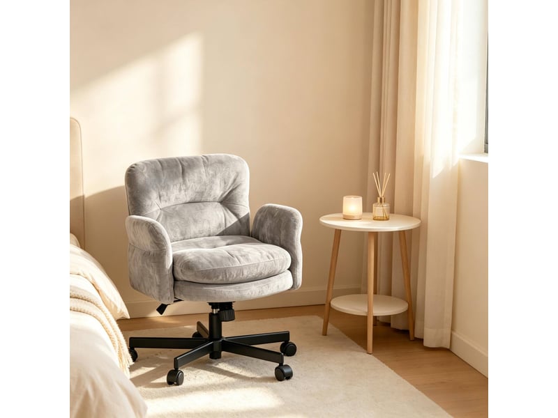  Chaise de bureau 68x71x84,5-92,5 cm pivotante réglable métal grise  - Conforama C
