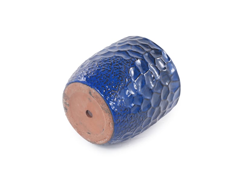  Pot de plantation en céramique ø38 cm, relief martelé, bleu marine brillant  - Conforama D