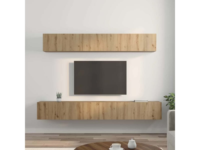  Ensemble meuble tv - banc tv - meuble de rangement 5 pcs chêne artisanal bois d'ingénierie  - Conforama D