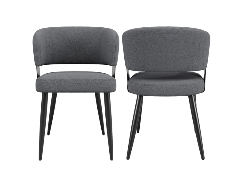  Lot de 2 chaises de salle à manger en flanelle grises avec pieds en métal  - Conforama A
