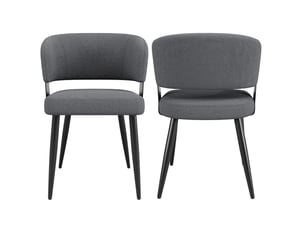 Lot de 2 chaises de salle à manger en flanelle grises avec pieds en métal