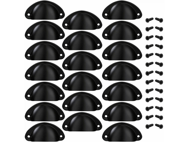  Poignée de tiroir bouton porte coquille poignée en forme de coquille décoration porte meuble tiroir armoire placard avec vis 20 pièces noir  - Conforama A