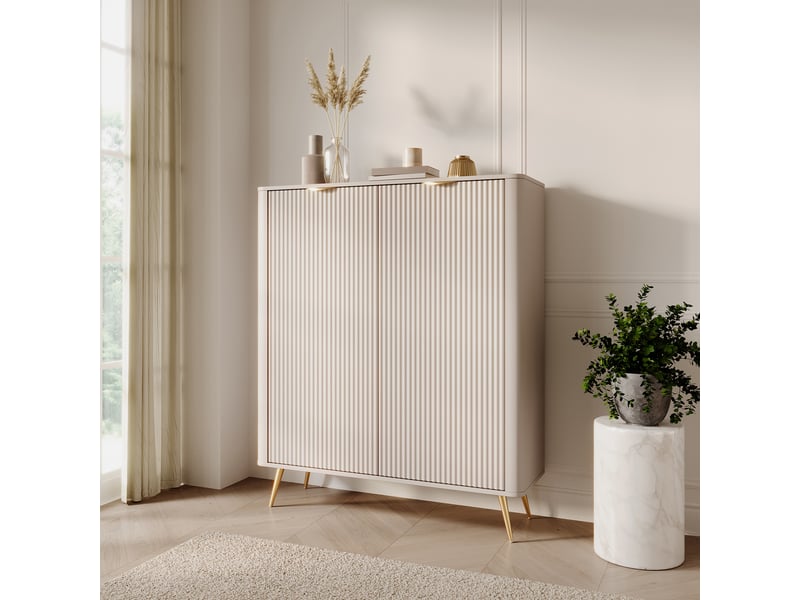  Buffet nerrio, enfilade 4 étagères, 113x38x134h cm beige Nerrio - Conforama B
