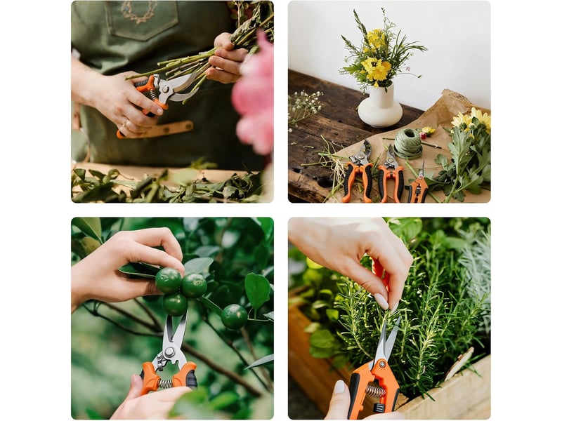 Secateur de jardin, 3pcs sécateurs et ciseaux de jardinage, sécateur professionnel léger ergonomiques à main, cisaille de jardin (orange) - Conforama C