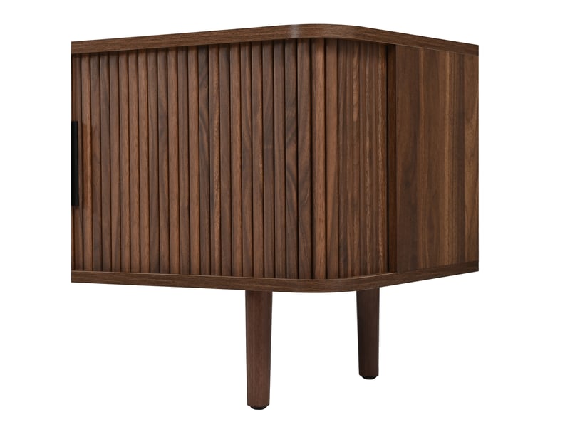  Meuble tv bas 165 cm, finition noyer, avec tiroir  - Conforama E