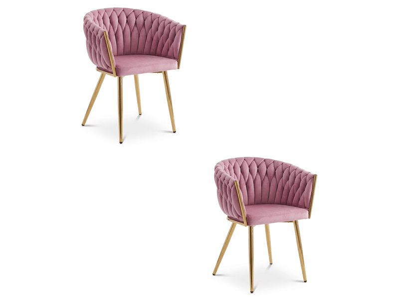  Chaise - leobert - orion - velours rose clairpieds dorés - 61 x 55 x 79 cm - lot de 2  - Conforama A