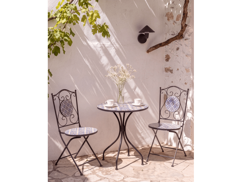  Lot de 2 chaises de jardin siponto pliant métal blancbleu  - Conforama B