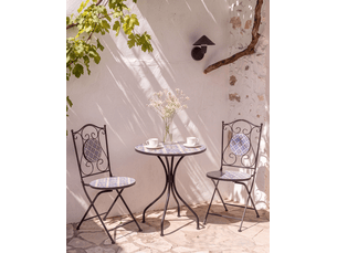 Lot de 2 chaises de jardin siponto pliant métal blancbleu
