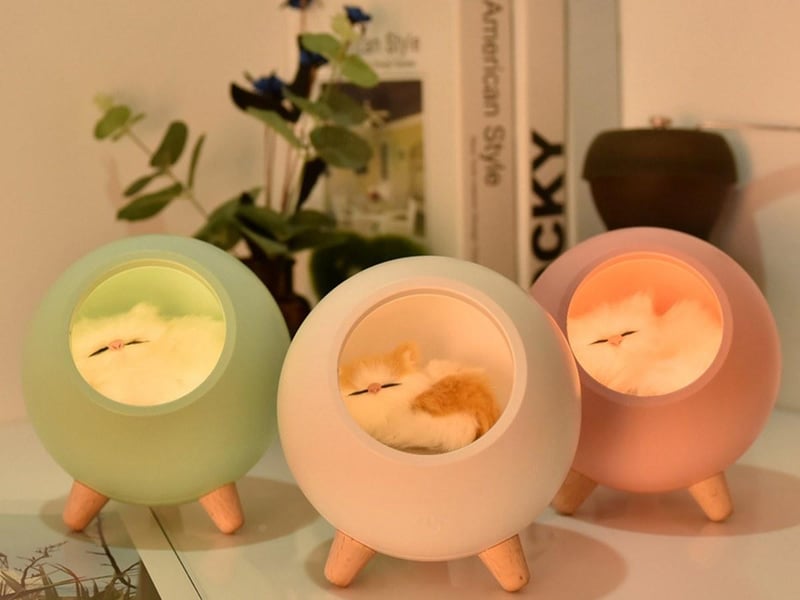  Veilleuse enfant chat - 3 intensités déclairage ajustables - batterie rechargeable - blanche GTK036 - Conforama C