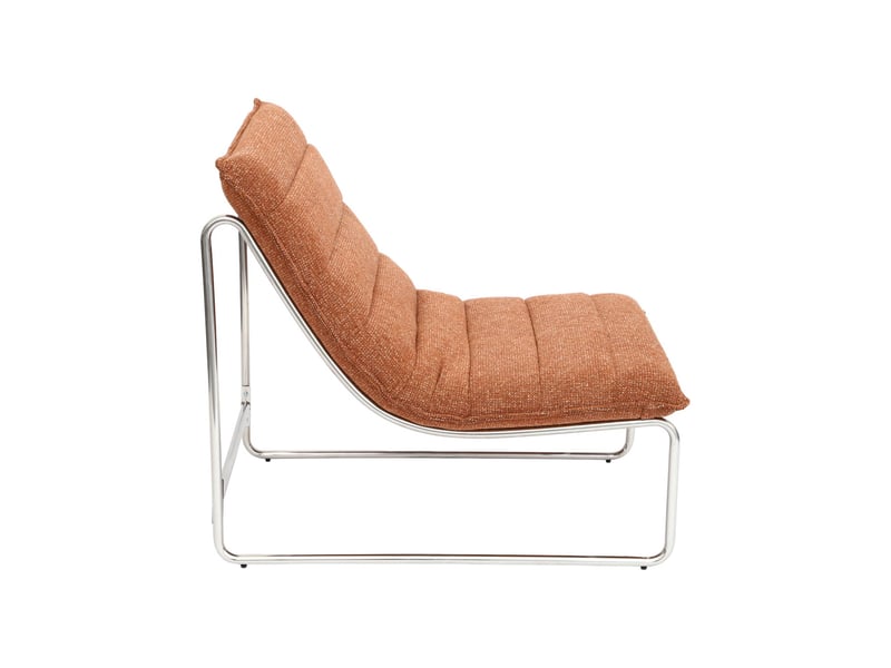  Fauteuil relax tissu chenille armature chromée terracotta - silver  - Conforama E