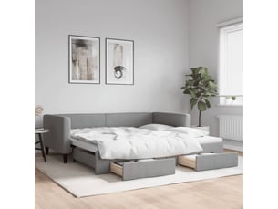 Lit adulte, lit simple, lit de jour avec gigogne et tiroirs sans matelas 100x200cm cf18223