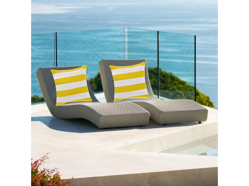  Lot de 4 housse de coussin - 45 x 45 cm lot de 4 housses de coussin décoratives imperméables pour extérieur, jardin, terrasse, canapé, balcon, rayures, jaune  - Conforama E