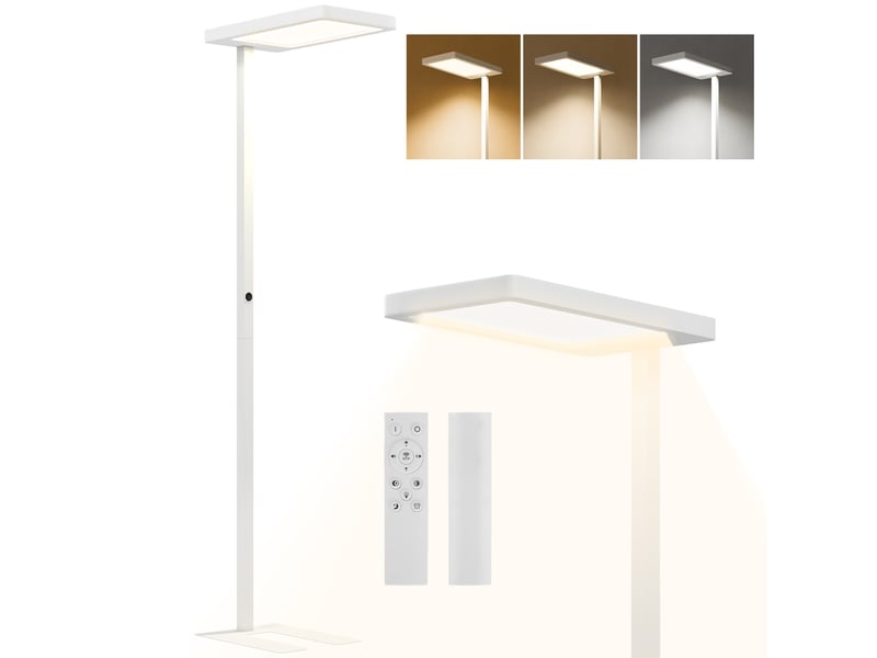  Lampadaire sur pied salon led dimmable spectre complet pour le soin des yeux télécommande 60 x 32 x 196 cm blanc  - Conforama B