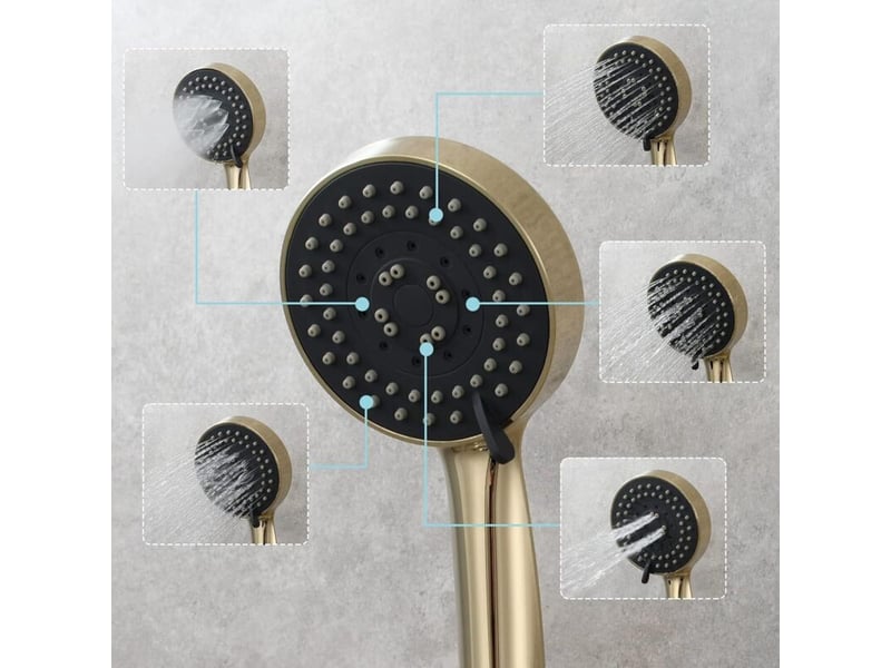  Or bs144 bath rainfall spray pommeau de douche à main pommeau de douche universel  - Conforama D