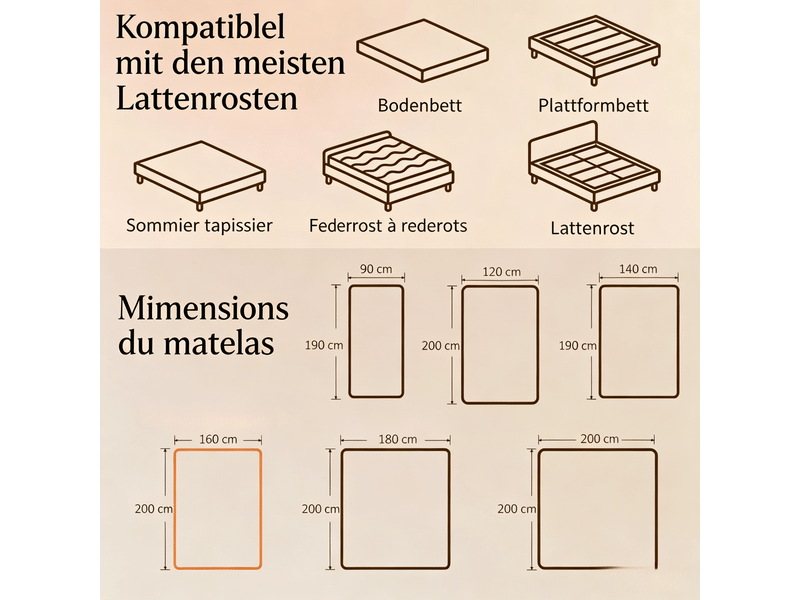 Matelas 2 personnes 160 x 200 cm, mousse à mémoire de forme, 1 matelas - Conforama C