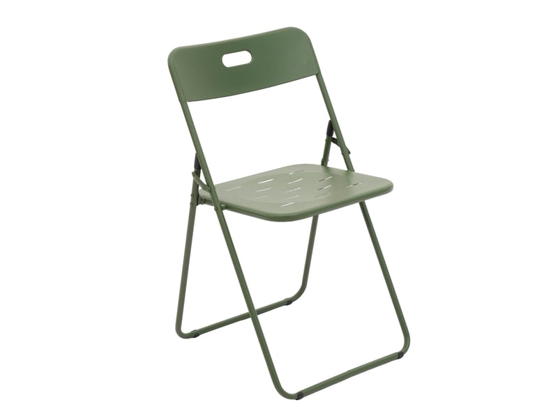  Salon de jardin pliant 3 pièces, table 60 x 60 cm et 2 chaises vertes en acier avec revêtement e coating  - Conforama D