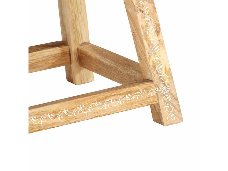  Tabouret bas, ottoman peint à la main 38x38x35 cm bois de manguier solide  - Conforama D