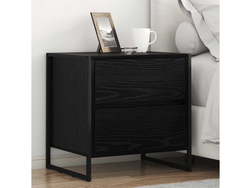  Table de chevet avec tiroir 2 pièces chêne noir 50 x 39,5 x 50 cm  - Conforama B