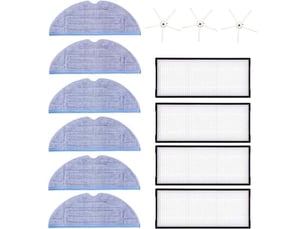 Enowelir accessoires de serpillière pour roborock s7 s7 plus, avec 6 d'origine serpillière chiffons en microfibre,4 hepa filtres,3 brosses