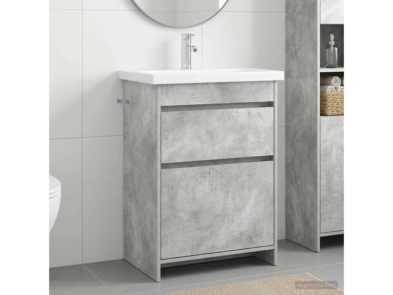 Ensemble de mobilier de salle de bain gris béton shl6697 - Conforama B