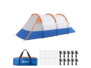 Tente de camping pour 2 personnes, crochet pour lanterne, trois entrées, imperméable, orange
