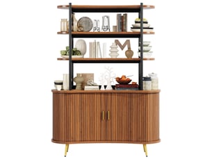 Buffet et enfilade avec portes coulissantes et 4 étagères réglables pour cuisine et salon en mdf 120×40×183 cm bois