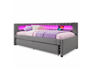 Lit gigogne 90x200 cm <strong>HAVRYA</strong>  <strong></strong> coloris gris
