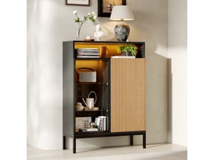 Vitrine coloris noir 6 étagère(s) <strong></strong> <strong>Fay Lum</strong> - 80 cmx110 cm