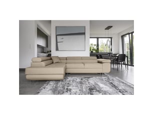 Canapé d'angle gauche fixe <strong></strong> <strong></strong> 4 places Tissu beige avec coffre de rangement