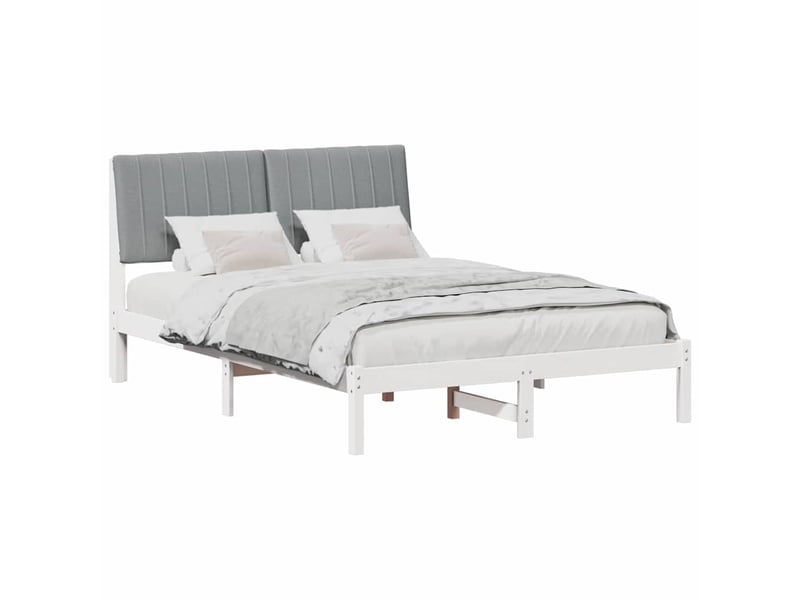 Lit double- lit adulte - cadre de lit avec tête de lit blanc 135 x 190 cm pin massif - Conforama B