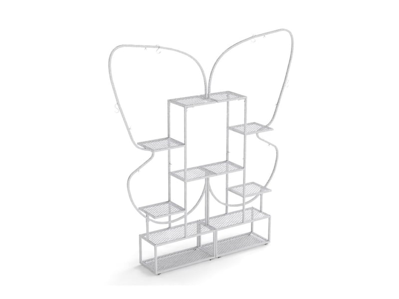 Lot de 2 étagères à plantes en métal 56 x 26 x 185 cm support solide et créatif forme papillon en métal blanc 20_0014809  - Conforama A