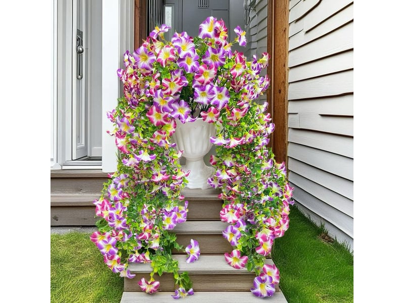  Pétunias artificiels retombants extérieurs – uv résistants, rose violet, idéal terrasse et intérieur  - Conforama B