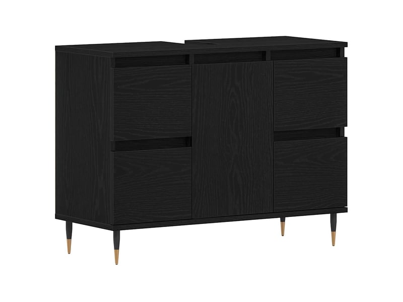 Meuble de lavabo de salle de bain, armoire de bain chêne noir 80 x 33 x 60 cm cf65538 - Conforama A