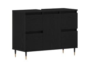 Meuble de lavabo de salle de bain, armoire de bain chêne noir 80 x 33 x 60 cm cf65538