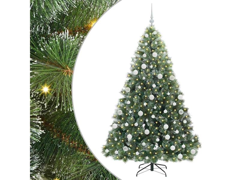 Sapin de noël - arbre de noël artificiel avec 300 led vert 180 cm pe et pvc - Conforama A
