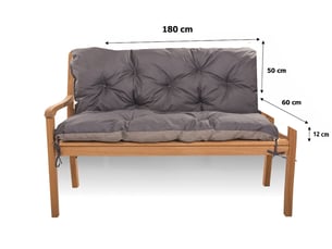 Coussin pour banc de jardin 180x60x50cm, coussin de banc de jardin, coussin de banc extérieur anthracite, coussin de balançoire, coussin de jardin