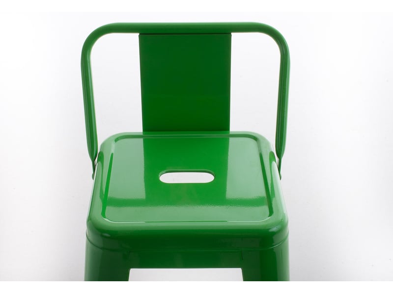 Tabouret de bar x1 en métal vert style industriel moderne avec dossier et repose-pieds structure robuste hauteur d’assise 77 cm 10_0000680  - Conforama D