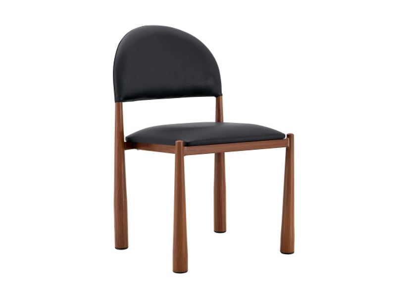 Set de 2 chaises modernes: dossier demi-cercle rembourré, cuir pu, pieds métal, 80 cm – élégantes et robustes - Conforama A