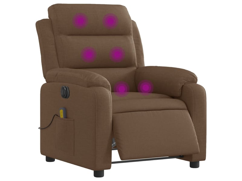 Fauteuil inclinable de massage électrique, fauteuil relax marron tissu shl26083 - Conforama C