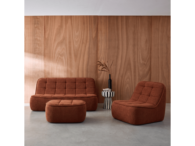 Canapé modulable bouclette texturée 3 places avec repose pied terracotta - boni  - Conforama E