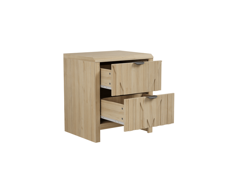  Table de chevet 48x40x55,5 cm à 2 tiroirs décor chêne clair  - Conforama A