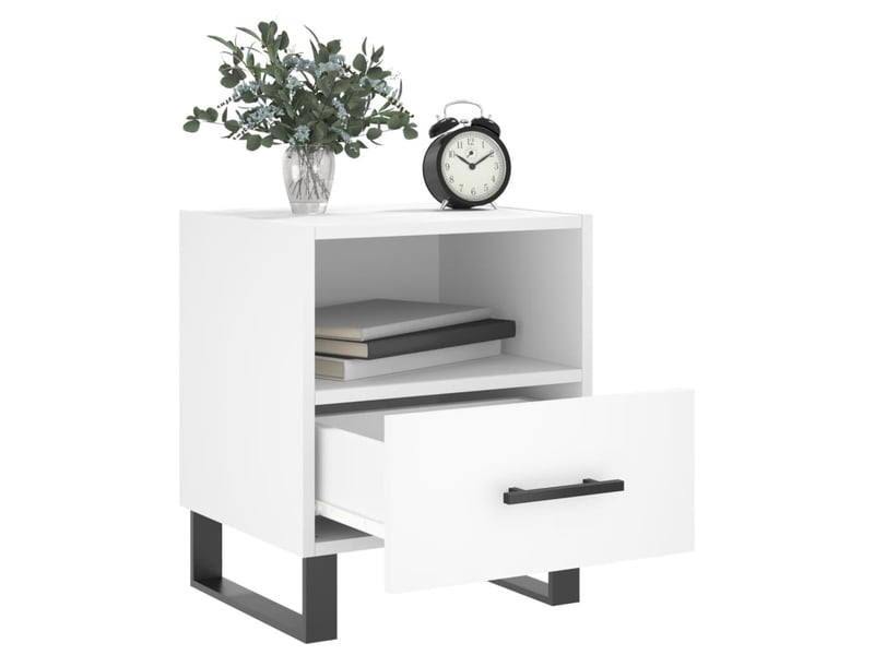  Lot de 2 tables de chevet - cabinet de chevet - table de nuit blanc 40x35x47,5 cm bois d’ingénierie  - Conforama B