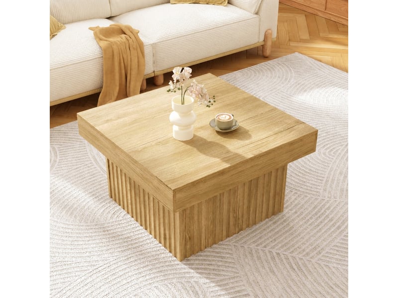  Table basse carrée en panneaux de particules effet bois, 79 x 79 x 46 cm  - Conforama B