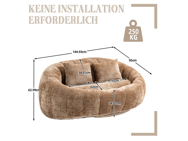  Fauteuil poire 145x95x63 cm sans cadre en chenille café  - Conforama E
