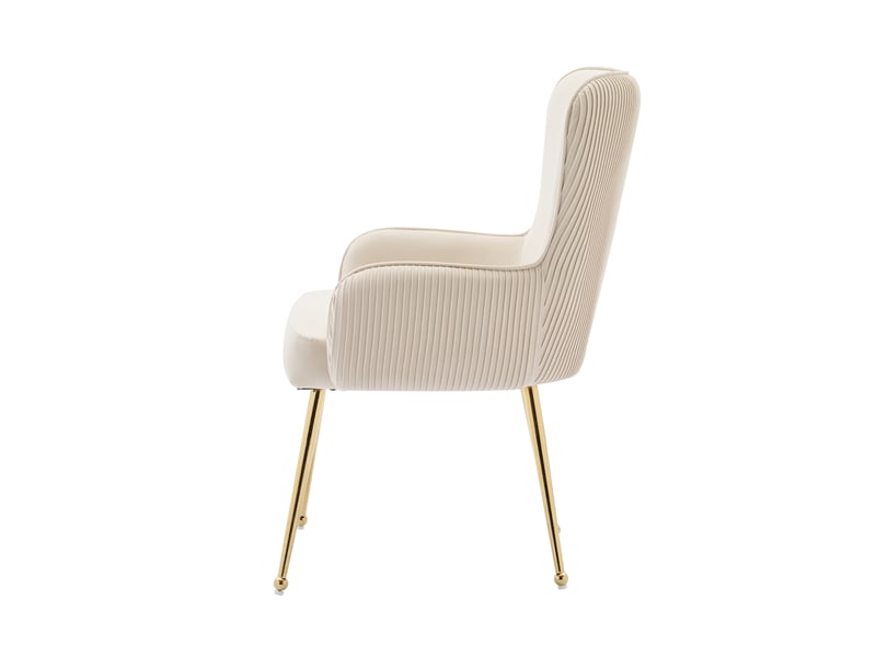  Lot de 4 chaises de salle à manger,57x53x83 cm,velours,beige et doré  - Conforama D