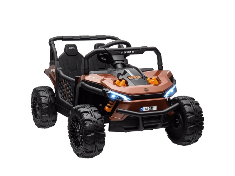  Voiture électrique enfant utv buggy électrique enfant avec télécommande 2.4ghz 2 moteurs 103l x 69l x 59h cm marron  - Conforama A