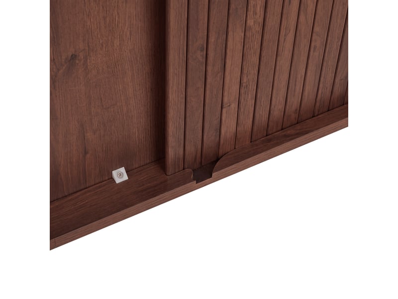 Buffet avec portes coulissantes et étagères réglables - lpospi - 3 tiroirs en rotin mdf noyer naturel 141 × 40 × 77 cm - Conforama C
