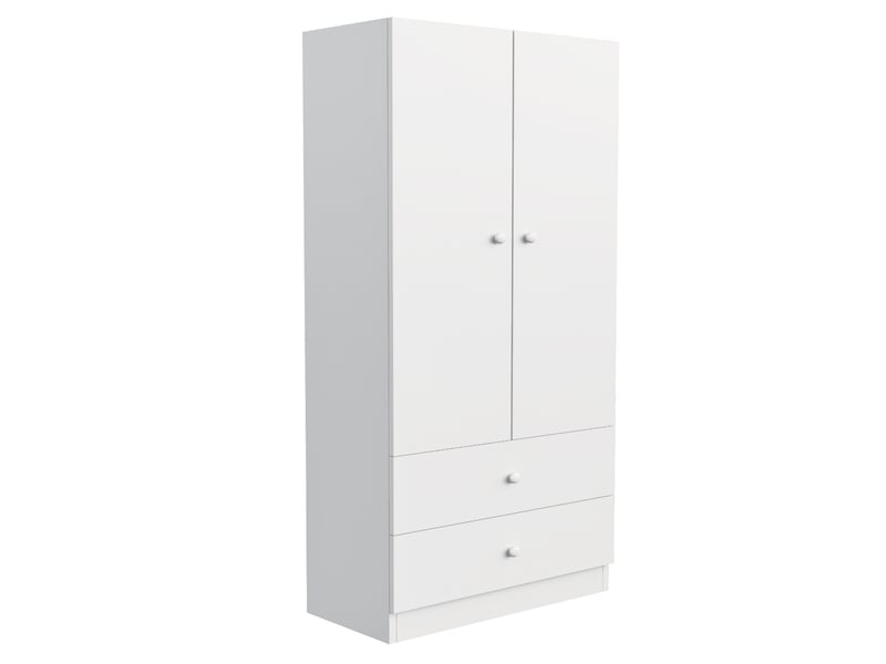  Armoire modenvie avec penderie et 2 tiroirs 70 x 40 x 170 cm blanche en mdf  - Conforama E