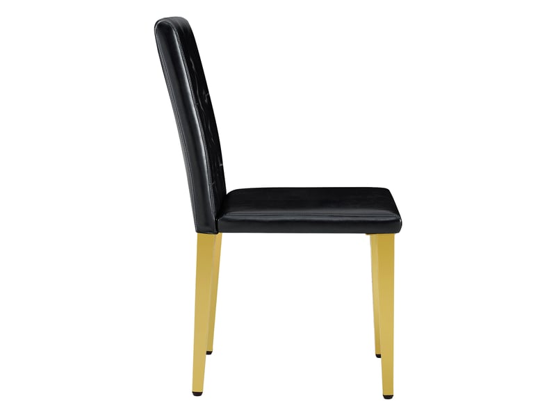  Chaise de salle à manger lot de 4 avec dossier capitonné et pieds métalliques, en pu, noir et or  - Conforama E