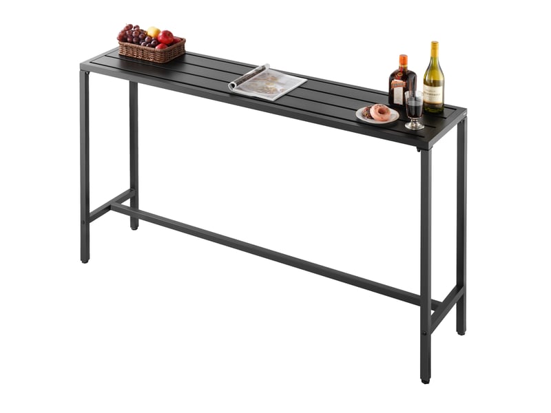 Vevor table de bar haute exterieur, 160 x 37,5 cm, table a manger rectangulaire, avec plateau etanche, structure en metal robuste, mobilier de jardin pour patio, terrasse, bord de piscine, interieur  - Conforama A